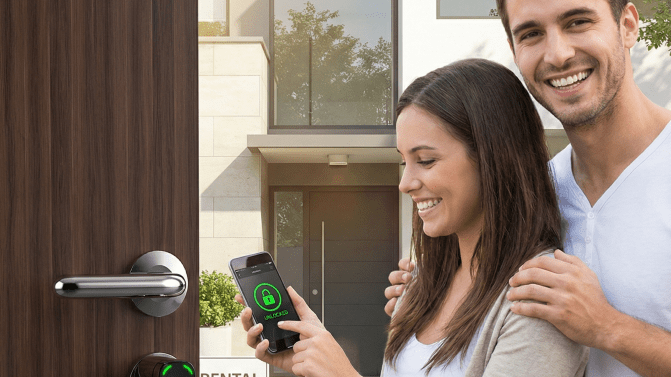 couple using smartphone to access SFR
